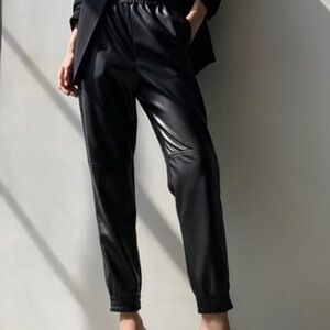 Aritzia Babaton Zedel faux leather joggers, black, XXS